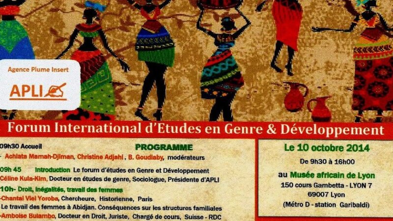 Forum International d&rsquo;Etudes en Genre et Développement le 10 octobre à Lyon