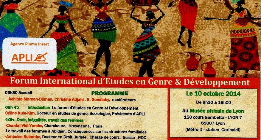 Forum International d&rsquo;Etudes en Genre et Développement le 10 octobre à Lyon