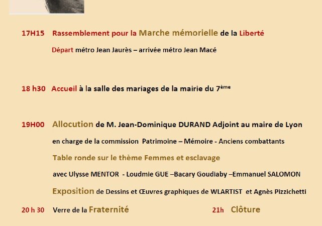 [MEMOIRE] Mardi 10 mai Journée Nationale de Commémoration de l&rsquo;abolition de l&rsquo;esclavage à Lyon