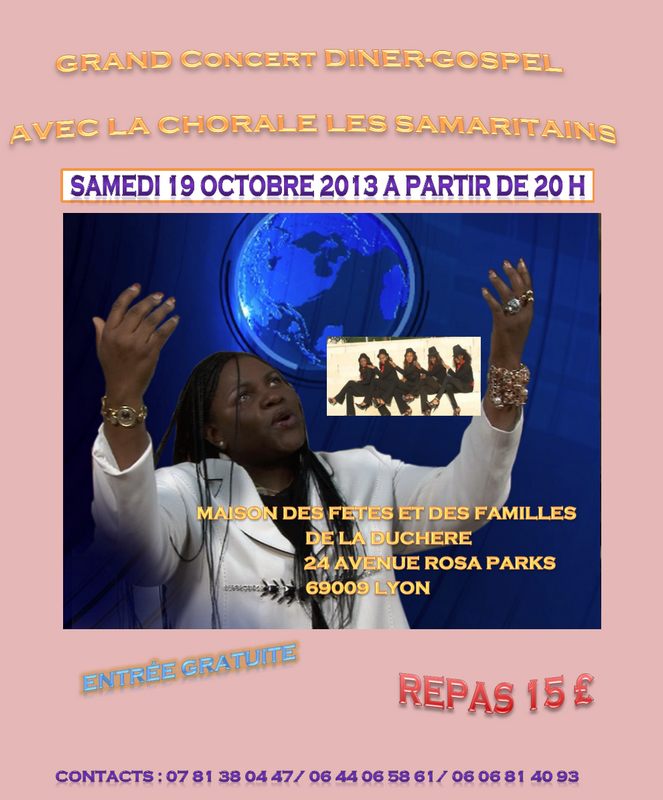[FOI] Grand concert dîner gospel avec les Samaritains le 19 octobre 2013 à Lyon