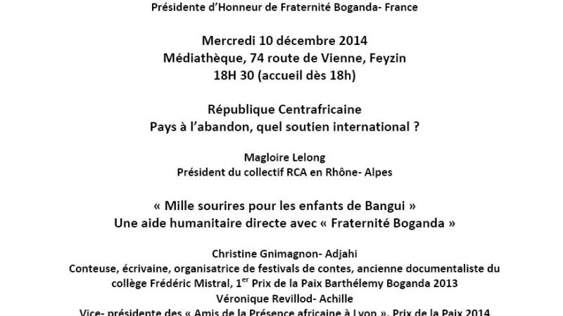 [SOLIDARITÉ] Opération Mille sourires enfants RCA mercredi 10 décembre 2014 à Feyzin