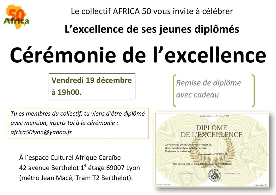 [EXCELLENCE]  Cérémonie Africa 50 pour fêter l&rsquo;excellence vendredi 19 décembre 2014