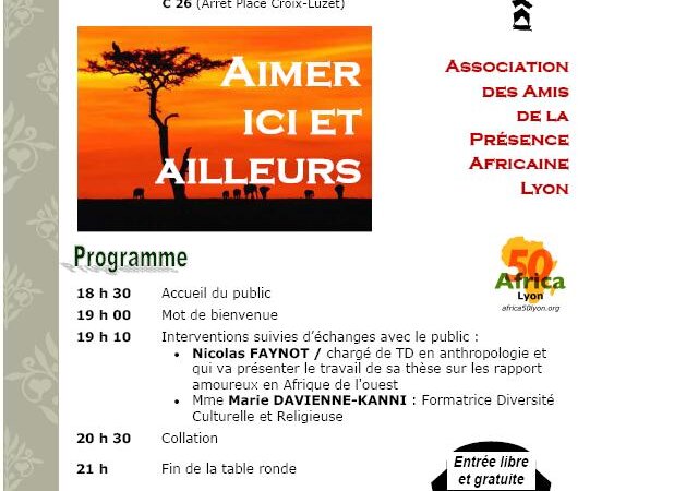 [CONFERENCE] « Aimer ici et ailleurs » vendredi 13 février 2015 à Villeurbanne avec l&rsquo;APAL