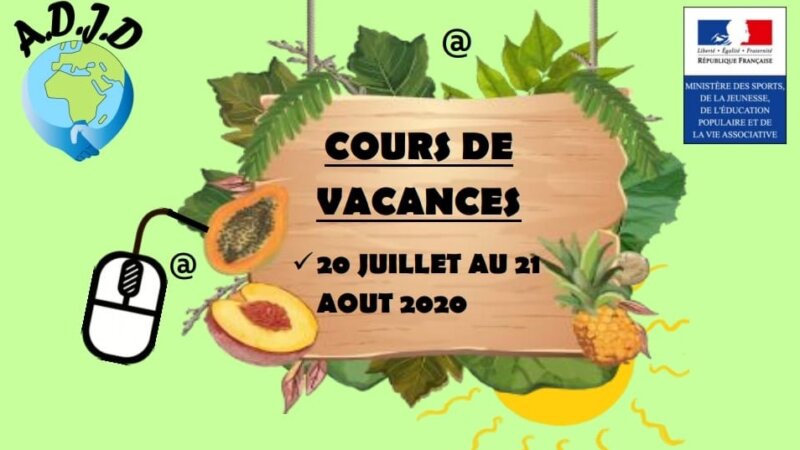 [COURS DE DE VACANCES] L’association ADJD (69) met en place des cours de vacances du 20 juillet au 21 août 2020