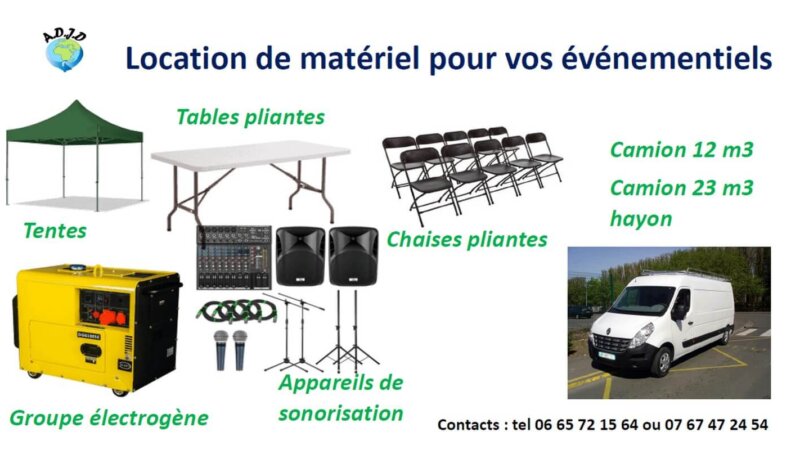 [LOCATION] L&rsquo;AJDD (Rillieux-69) vous propose du matériel à louer pour vos événements à des prix accessibles