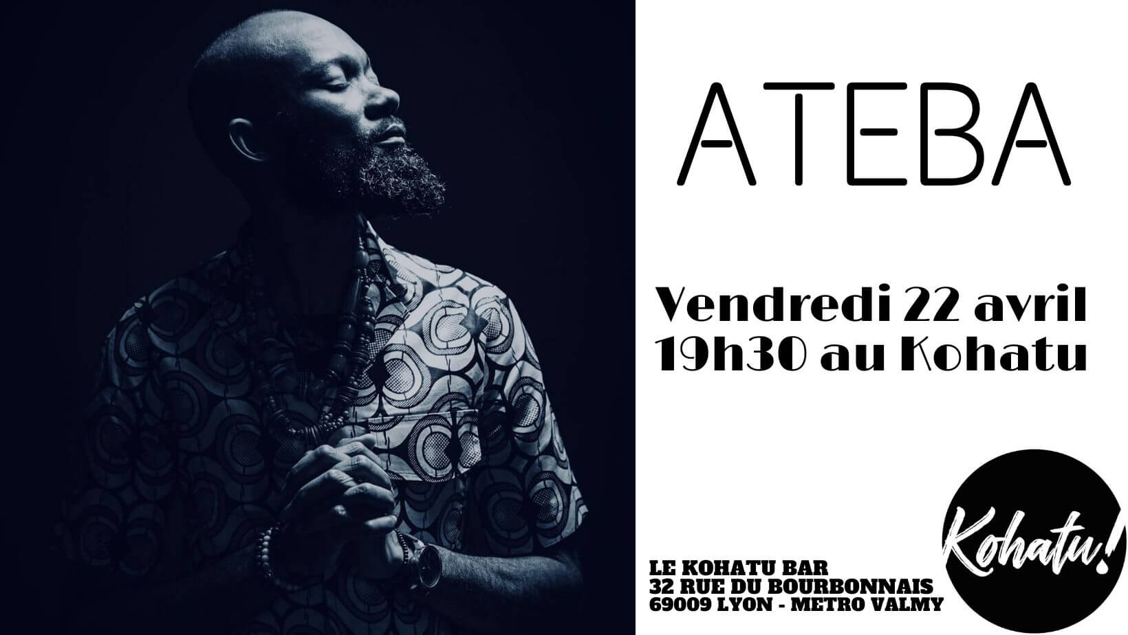 [CONCERT] Brice ATEBA en spectacle à Lyon au Kohatu vendredi 22 avril 2022
