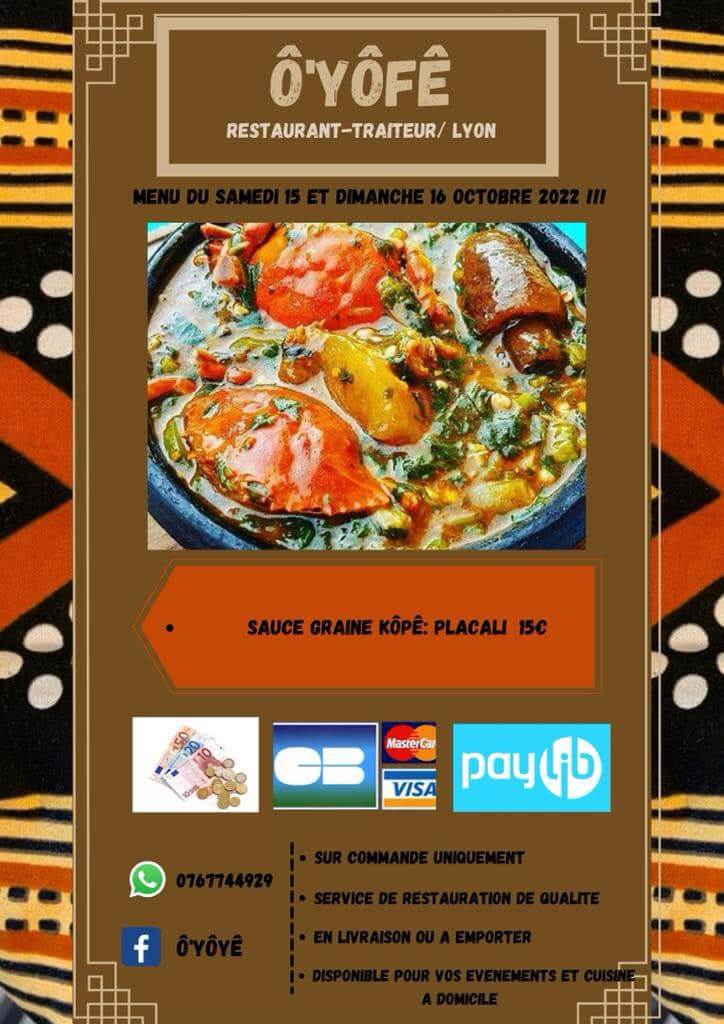 [CUISINE] Voyagez en Côte d&rsquo;Ivoire en commandant votre placali sauce graine ou kopê et votre garba à Lyon les 15 et 16 octobre 2022