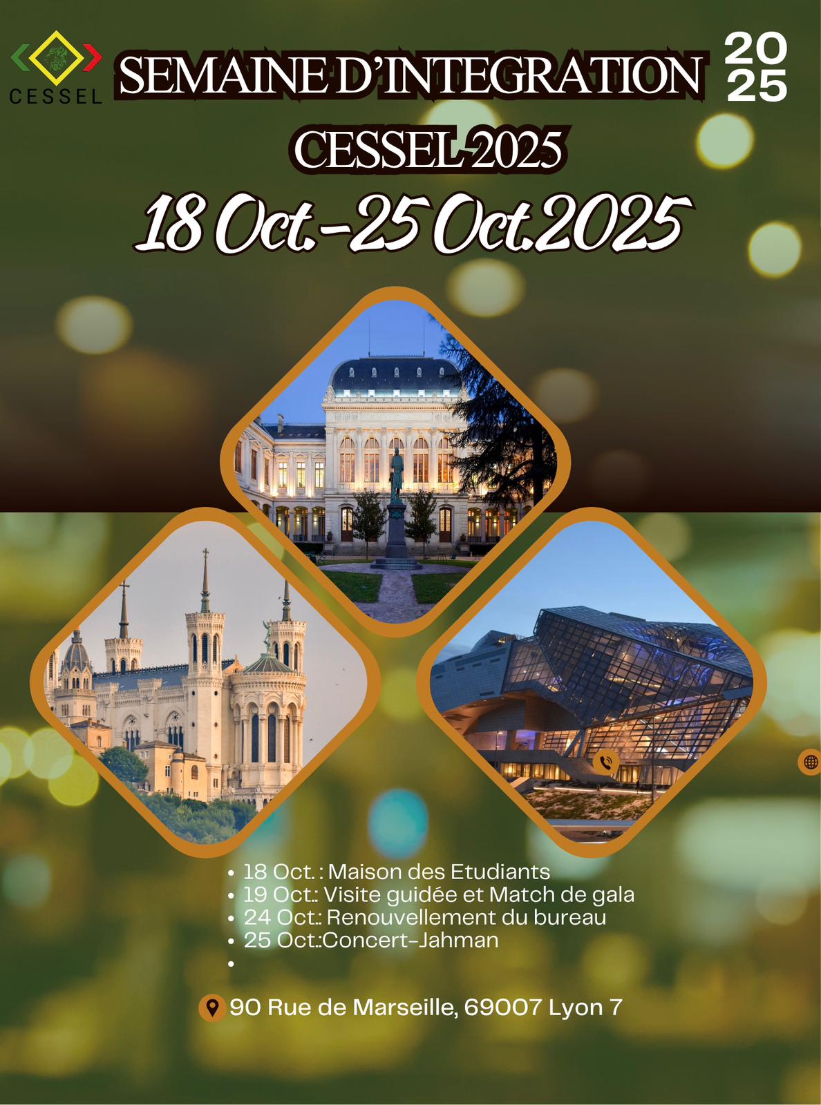 🗓️ 𝗗𝘂 𝟭𝟴 𝗮𝘂 𝟮𝟱 𝗼𝗰𝘁𝗼𝗯𝗿𝗲 𝟮𝟬𝟮𝟱 👩‍🎓 [SENEGAL] Semaine d’Intégration 2025 des Etudiants Sénégalais 🇸🇳 de Lyon du 18 au 25 octobre 2025 : Prêt pour l’événement !