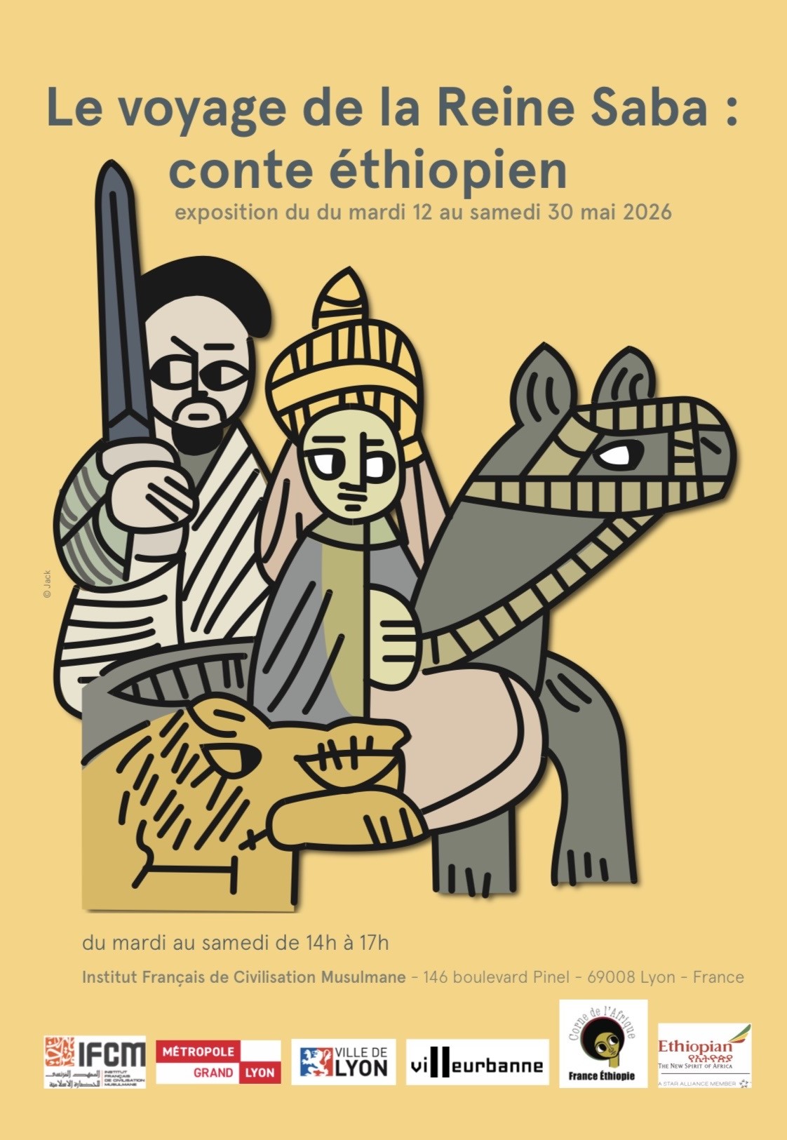 🗓️  Du 12 au 30 mai 2026 [EXPOSITION] Le voyage de la Reine Saba : conte éthiopien 🇪🇹 à l&rsquo;Institut Français de Civilisation Musulmane de Lyon