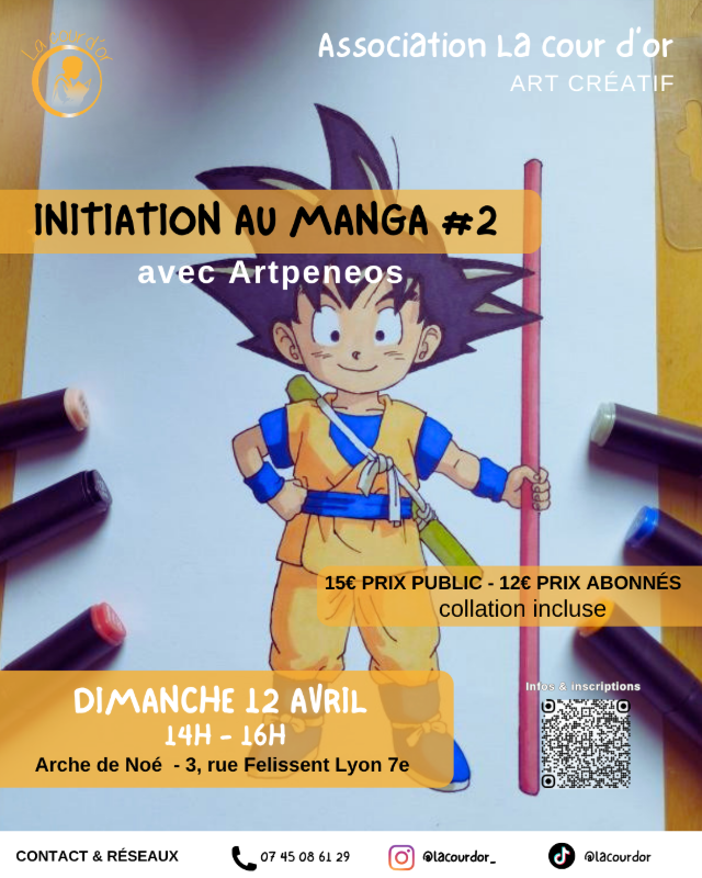 🗓️  Dimanche 12 avril 2026 [EVENEMENT] – LA COUR D’OR – Atelier initiation au manga – Avec Artpeneos 