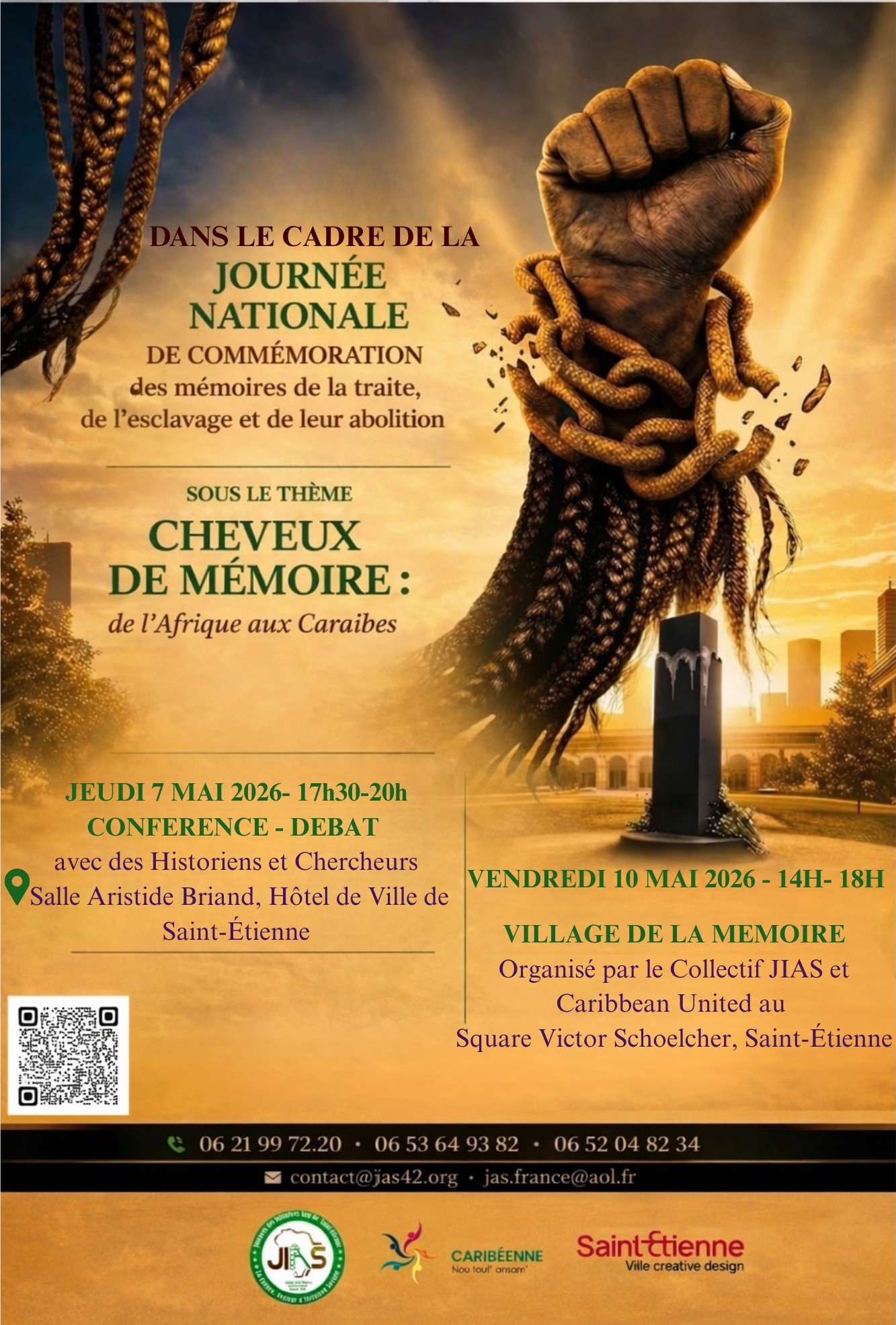 🗓️ Dimanche 10 mai 2026 [25 ANS LOI TAUBIRA] Jias & Caribéenne United organisent la Journée nationale des mémoires de la traite, de l’esclavage et de leurs abolitions à Saint Etienne