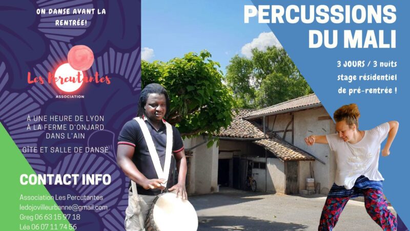 🗓️ Du 20 au 23 août 2026 📍 Saint-Didier-sur-Chalaronne (01) [DANSE]  🇲🇱 💃 Stage de danses et percussions du Mali à la Ferme d&rsquo;Onjard !