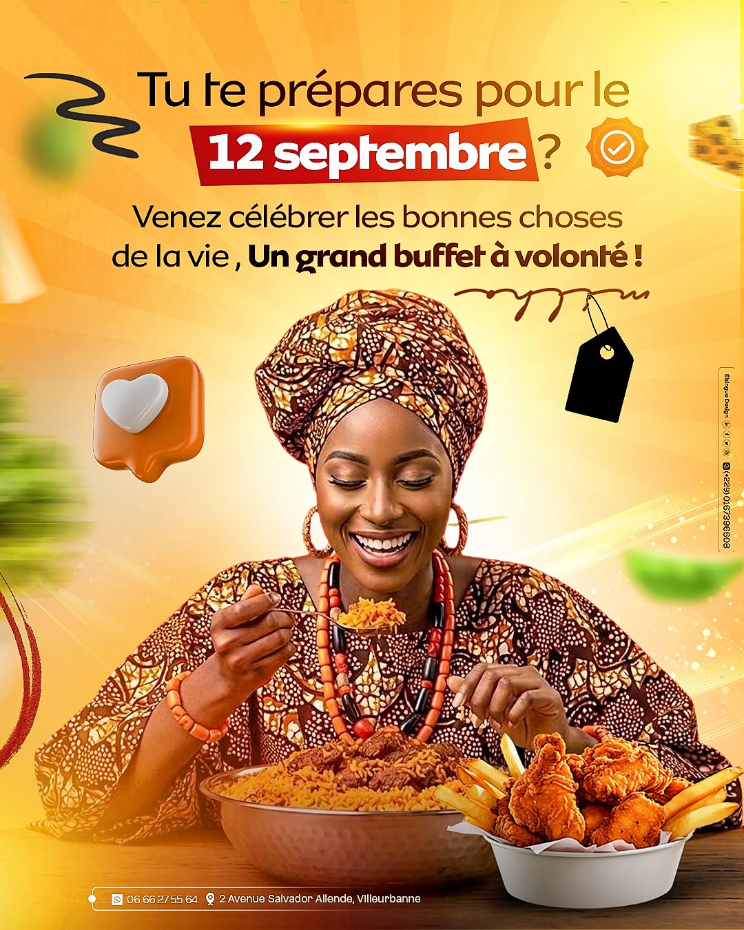 📅 Samedi 12 septembre 2026 📍 Villeurbanne (69) [CULINAIRE] 🍽️ Les Délices d&rsquo;Aya vous convie au grand buffet afro à volonté