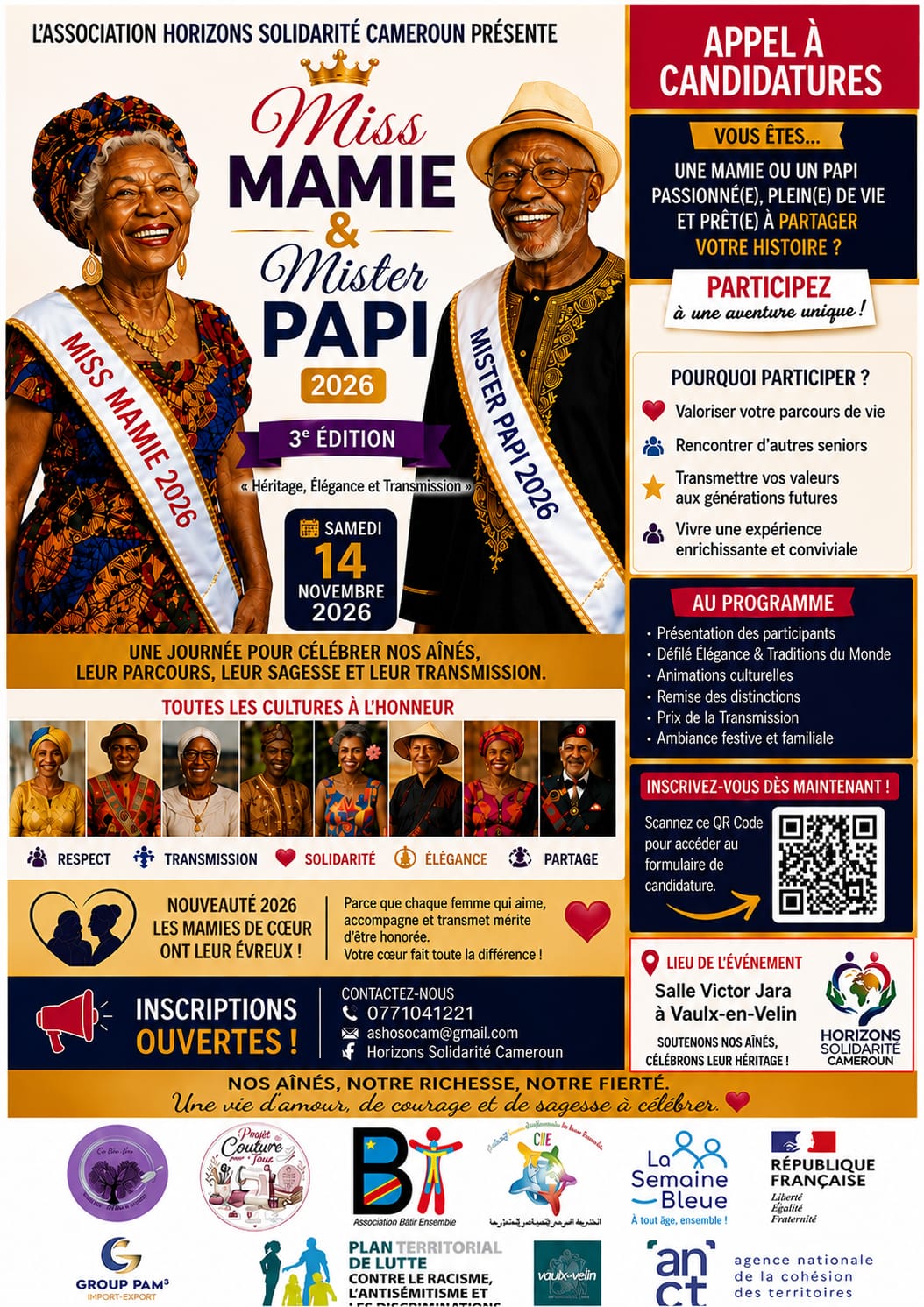 🗓️  Samedi 14 novembre 2026 📍 Vaulx (69) [MISS et MISTER] 3e édition de Miss Mamie et Mister Papi 2026