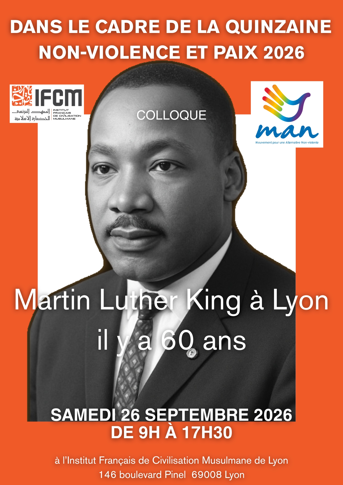 📅 Samedi 26 septembre 2026 📍 Lyon [COLLOQUE] 🇺🇸Martin Luther King à Lyon il y a 60 ans