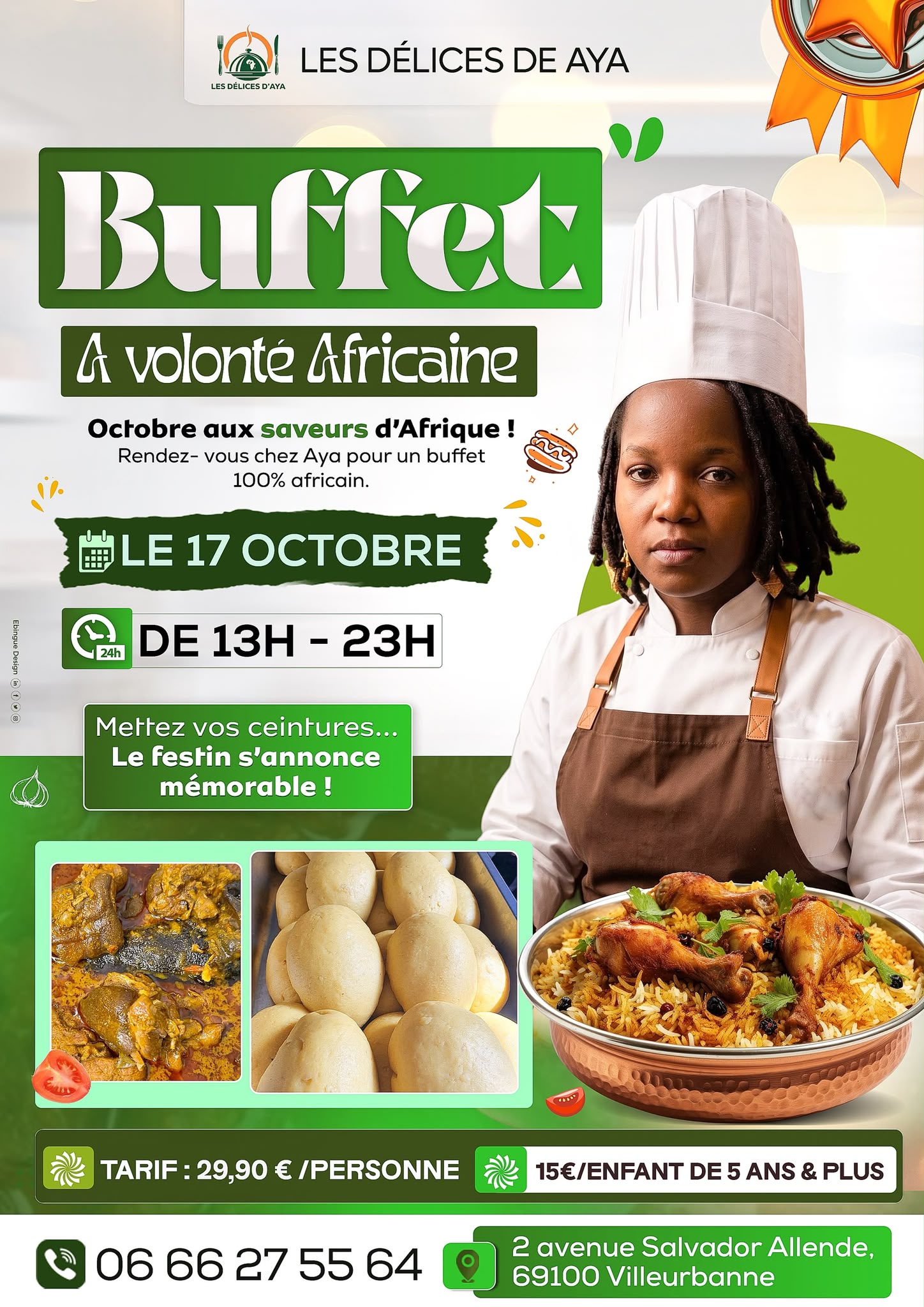 📅  Vendredi 17 octobre 2026 📍 Villeurbanne (69) [CULINAIRE] 🍽️ Les Délices d’Aya vous convient au grand buffet afro à volonté