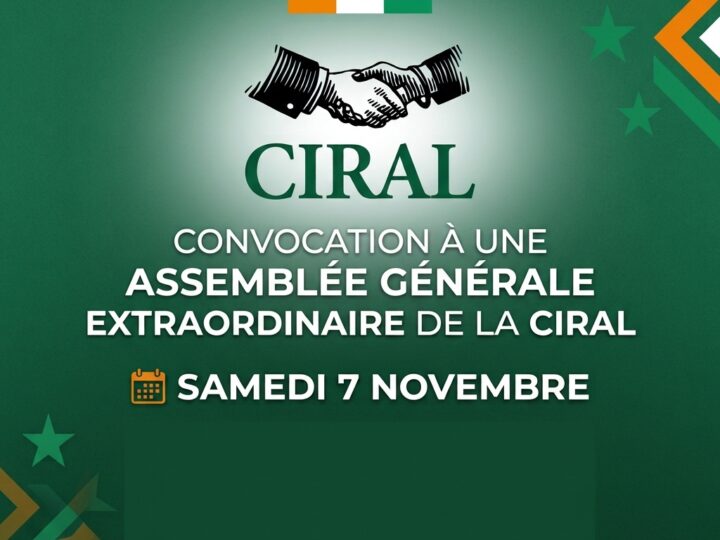 📅 Samedi 7 novembre 2026 📍 Lyon [ASSOCIATION] 🇨🇮 Assemblée Générale Extraordinaire de la CIRAL (Communauté des Ivoiriens en Auvergne Rhône Alpes)