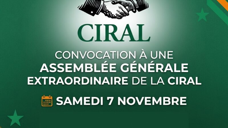📅 Samedi 7 novembre 2026 📍 Lyon [ASSOCIATION] 🇨🇮 Assemblée Générale Extraordinaire de la CIRAL (Communauté des Ivoiriens en Auvergne Rhône Alpes)